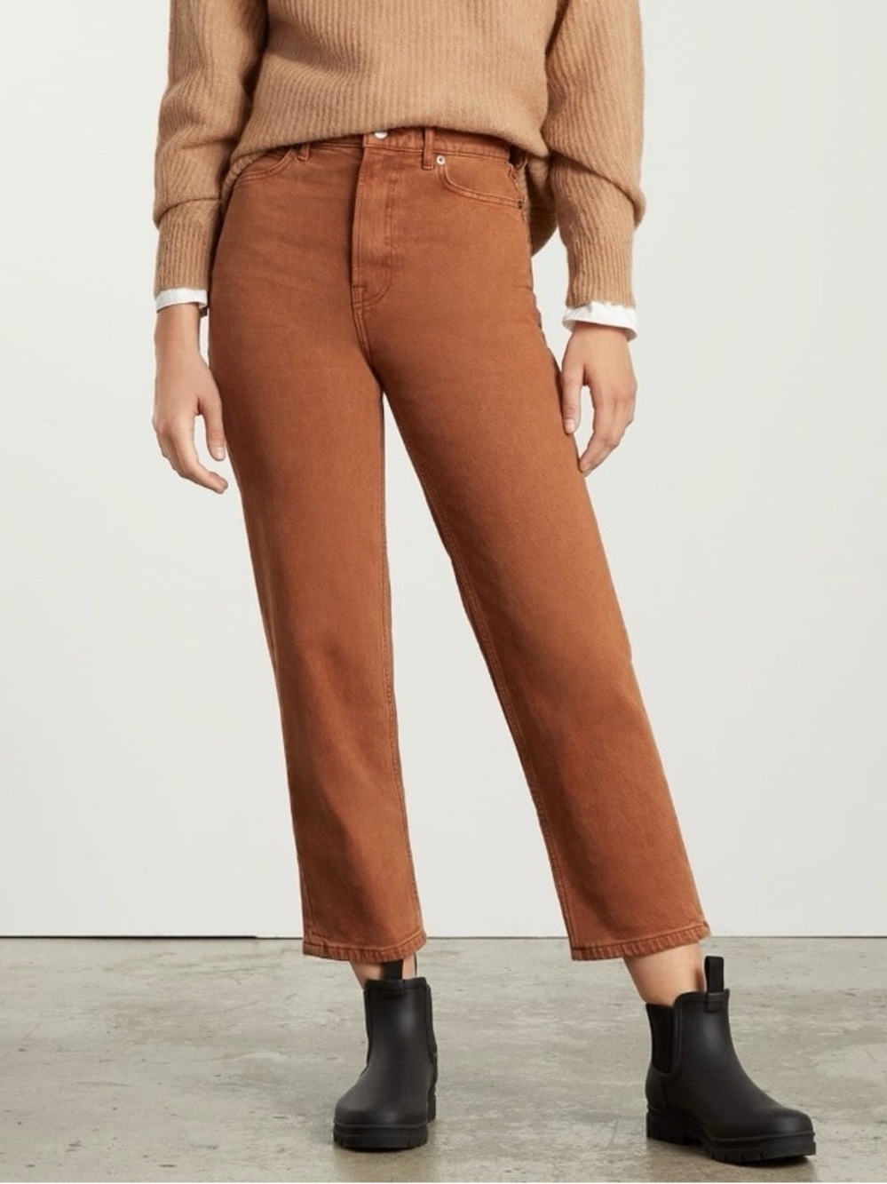 Everlane Way High Straight Leg Jean in Rust